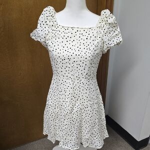 LOFT White and Black Polka Dot Mini Dress